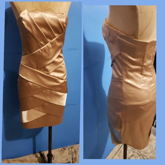 Gold Bondage Look Jessica McClintock Dress Size 2 NWT - Picture 3 of 5